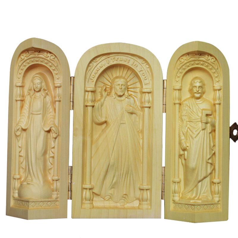 

wood carving Jesus sculptures and figurines high-quality Folding portable Home Room Office Statue of a Catholic figure