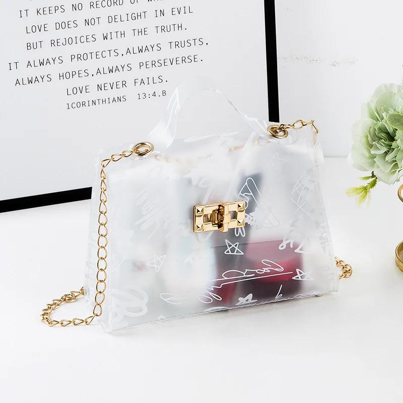 New Fashion, Elegance, Transparency, Small Square Bag, Literary Model, Illustration, Printed Handbag, Shoulder Slung