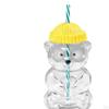 Bear Glass Cup Juice Glasses Clear Novelty Adorable Versatile Beverage Container with Lid for