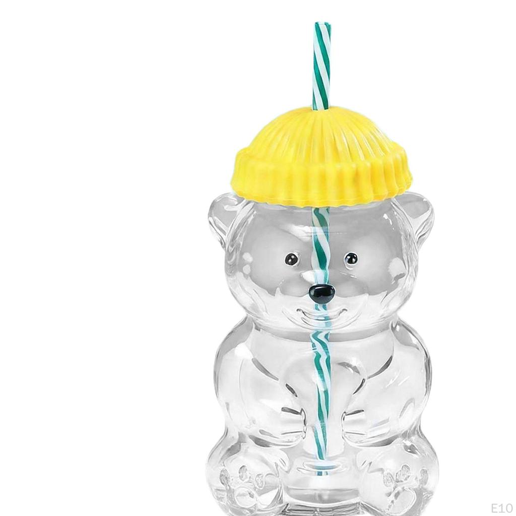 Bear Glass Cup Juice Glasses Clear Novelty Adorable Versatile Beverage Container with Lid for