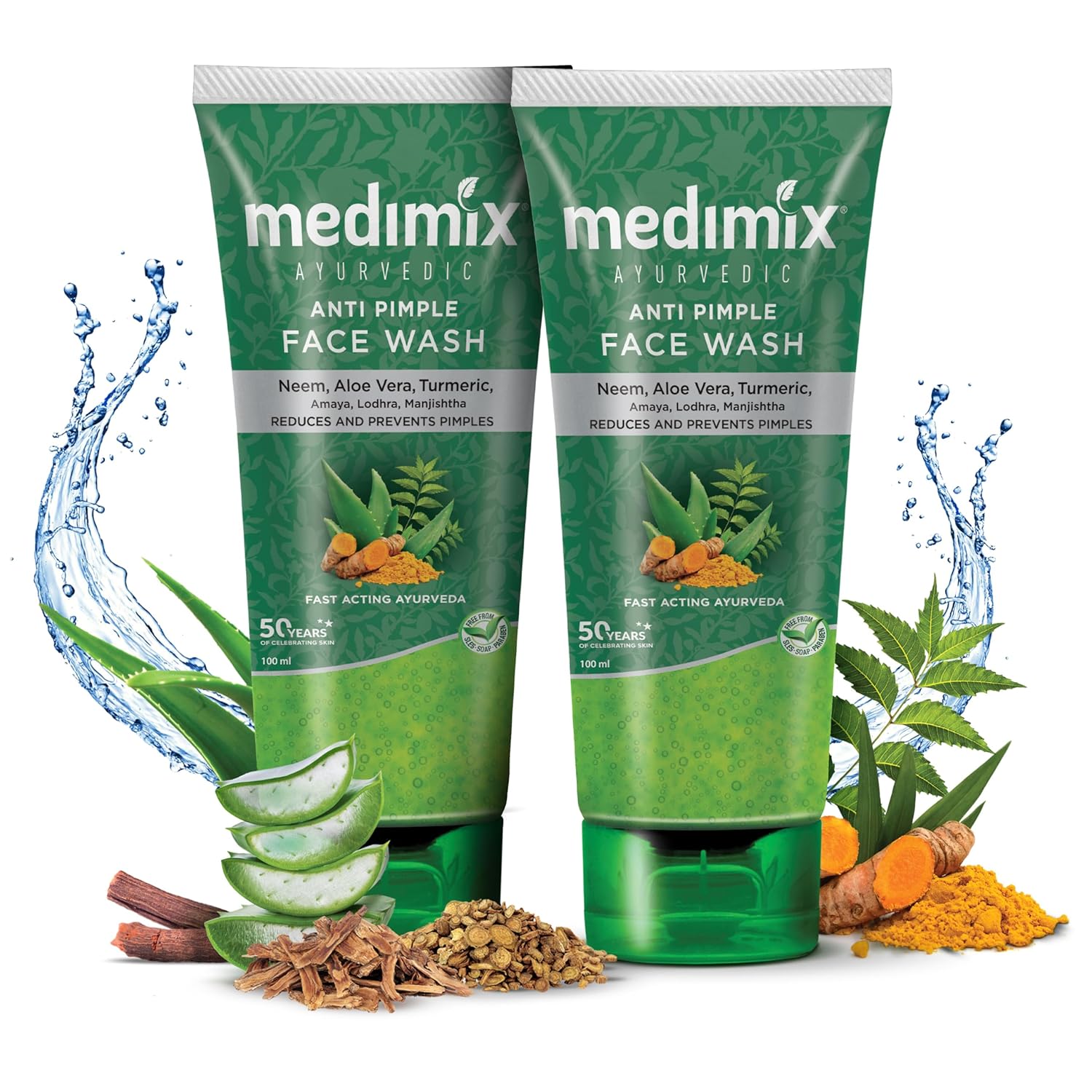 

Medimix Ayurvedic Anti Pimple Face Wash 100ml Pack of 2, Gentle Herbal Skin Cleanser