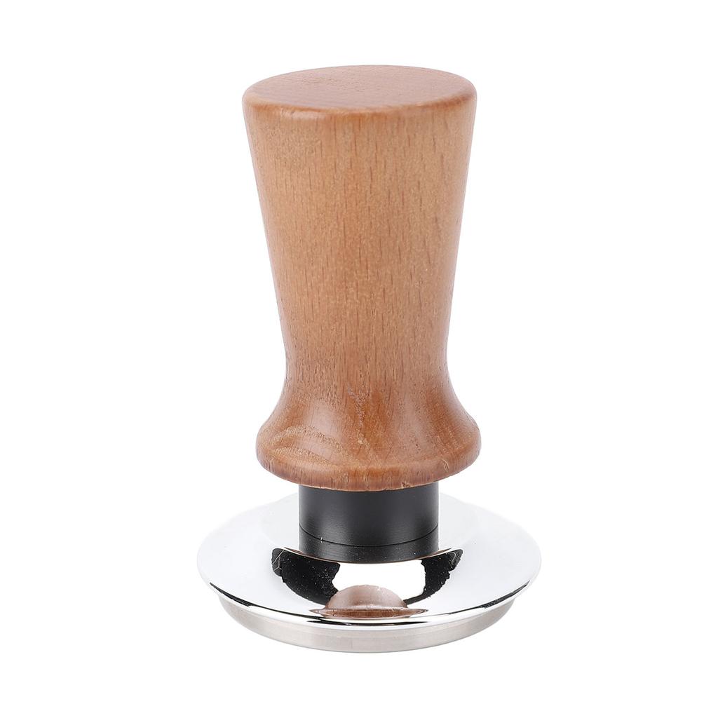 Coffee Tamper Solid Wood Handle Stainless Steel Flat Bottom Constant Force Coffee Press for Home
