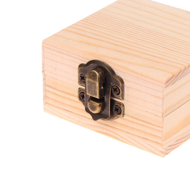 Unfinished Log Color Wooden Watch Box Diy Pine Wood Treasure Chest With Locking Clasp Hinged Lid Jewelry Storage Box