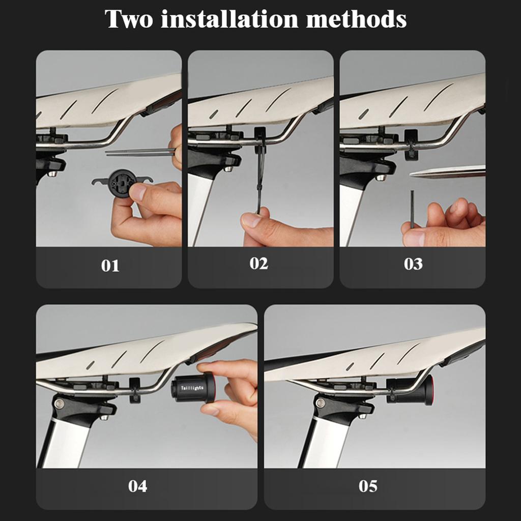 Tail Light Smart Normal Version with 3.7V 400mAh Rechargeable Battery Type C Charging Input Bike Lights for Adult Bikes