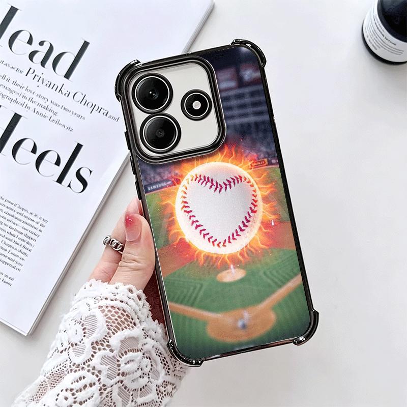Baseball Sport Plating Phone Case For Xiaomi Redmi Note 14 15 Pro Plus 13 12 11 11S 11T 10 9S 9 5G Anti-Fall Airabag Cover