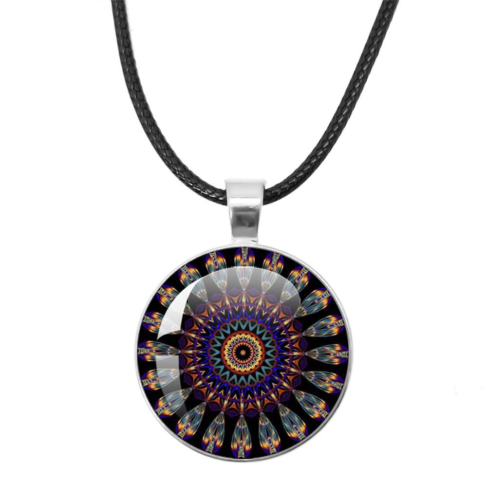 Beautiful Mandala Tree of Life Rope Chain Glass Pendant Necklaces for Women Yoga Mandala Necklaces Gift Charm Women Jewelry