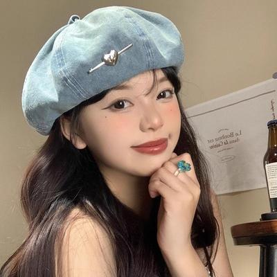 Cappello autunnale da donna amore berretto da cowboy circonferenza cranica grande che fa sembrare il viso piccolo cappello ottagonale moda versatile cappello da pittore