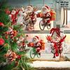 8/16/24PCS Christmas Wooden Bicycle Santa Claus 2D Flat Pendant Xmas Tree Decoration Holiday Gift Christmas Ornaments Home Decor