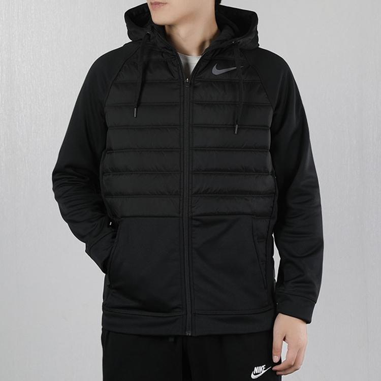 Nike Solid Full-Zip Hooded Jacket Men Outerwear Black CZ4342-010