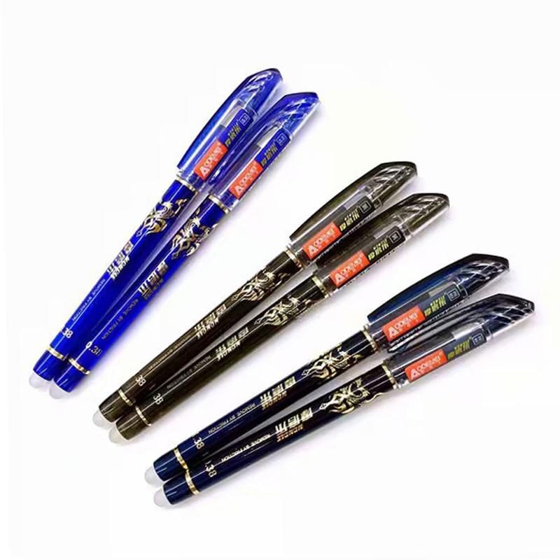14Pcs/ Lot Erasable Refill Rod Washable Handle Erasable Ballpoint Pen 0.38mm Blue Black Ink School Office Writing Stationery