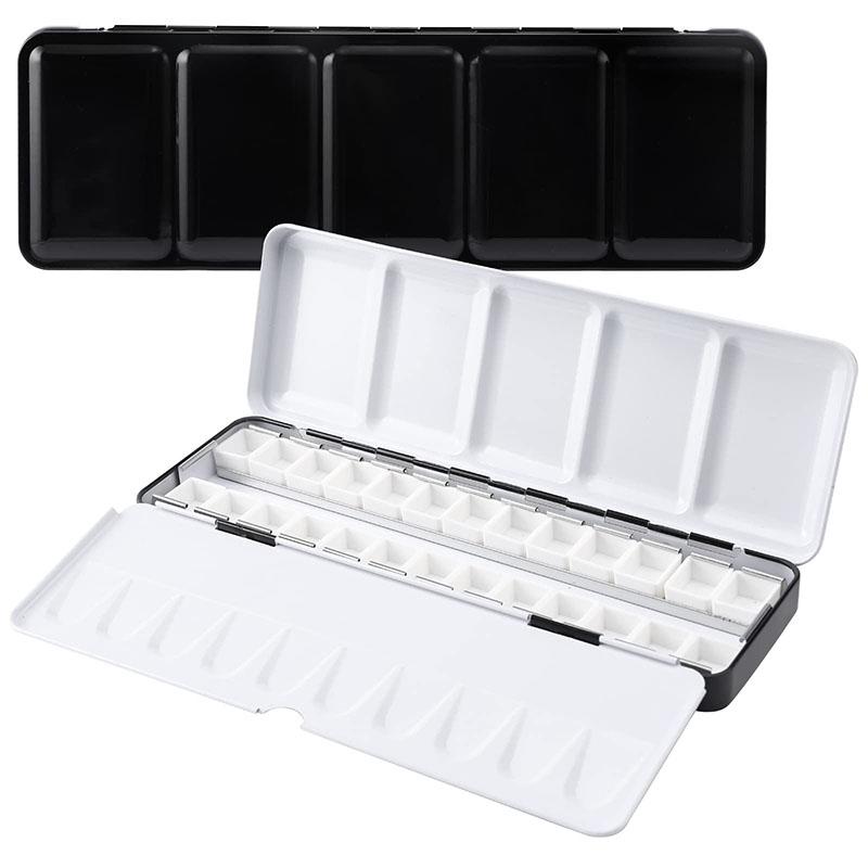 Empty Metal Watercolor Tin Palette Box With 14/26/52pcs Detachable Empty Watercolor Half Pans For DIY Travel Watercolor Palette