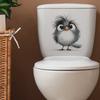 Goofy Cartoon Owl Toilet Seat Sticker Bathroom Decor Cute Removable Waterproof Decal