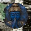 2D Flat Aluminum Vintage Blue Zen Buddha Putuo Round Metal Sign, Man Cave Wall Art Sign for Front Door, Zen Garden Accessories & Meditation Room