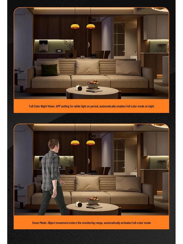 WiFi Dual-Lens HD 2MP Day/Night Full Color 360° Panoramic Home Surveillance Camera.