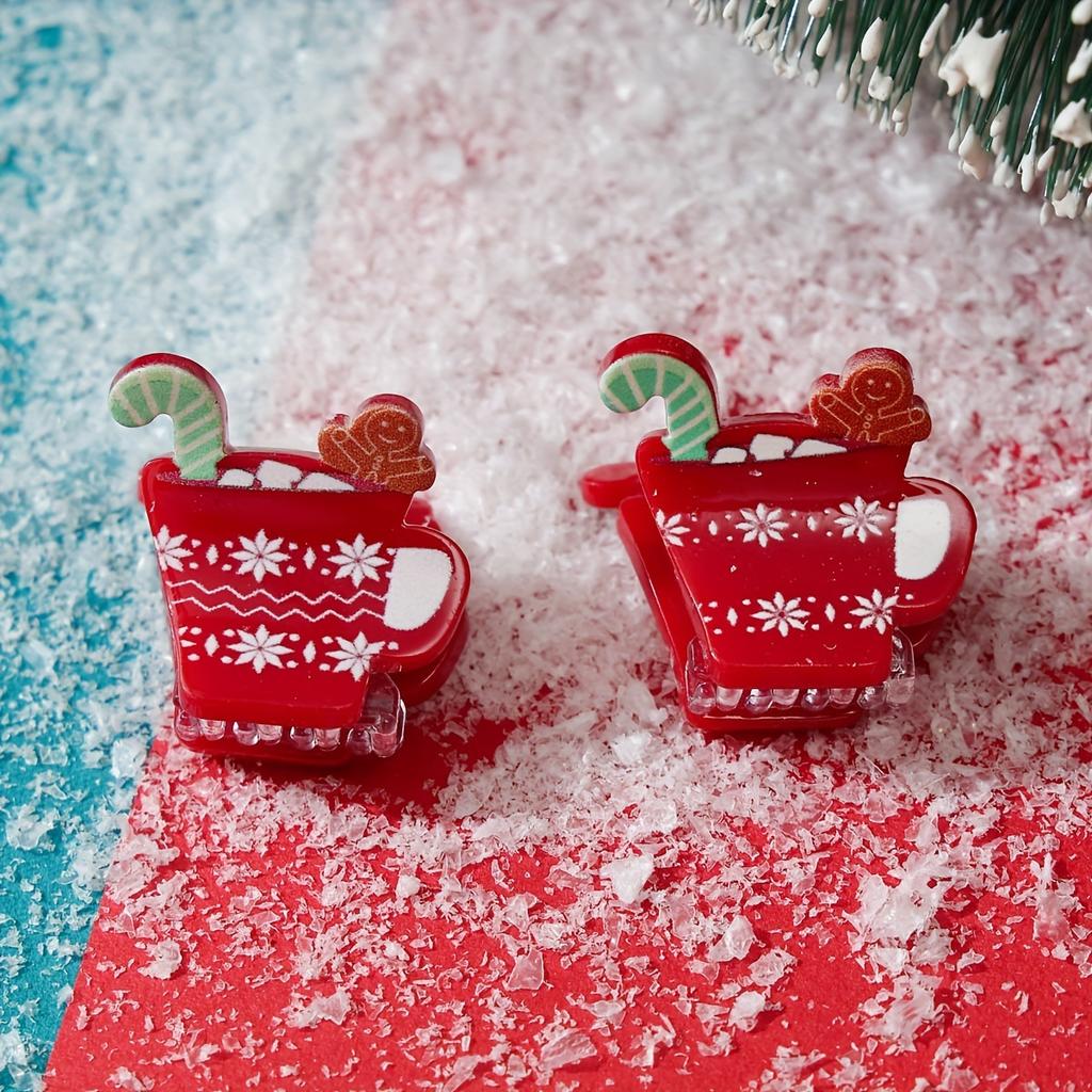 5pcs Christmas Creative Mini Acrylic Hair Clips | Santa Claus & Christmas Tree Princess Head Bangs Clip, Decor Hair Pin