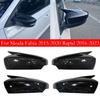 For Skoda Fabia 2015- Rapid 2016- Car Sticker Rearview Side Mirror Cover Wing Cap Exterior Door Rear View Case Trim ABS