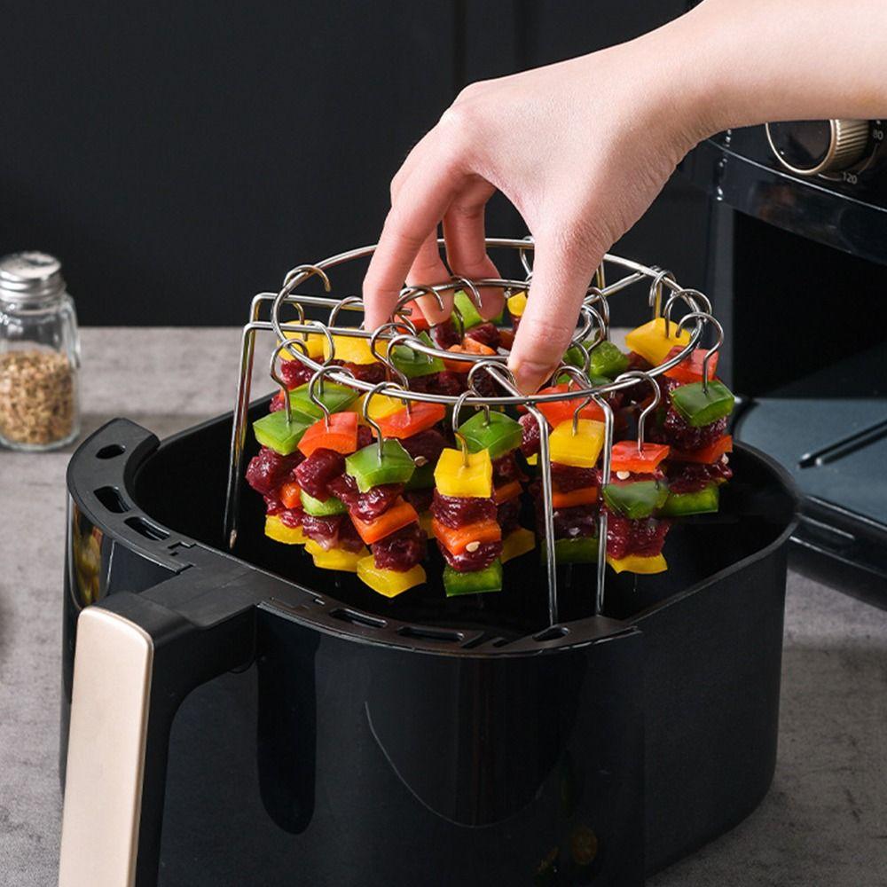 Stainless Steel Vertical Grill Rack String Grill 12/24/36 Vertical Barbecue Skewer Bracket Skewer Holder for Air Fryer Accessory