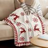 Christmas Snowflake Elk Plaid Throw Blanket for Sofa Christmas Decoration Bedspread Portable Microfiber Flannel Blanket
