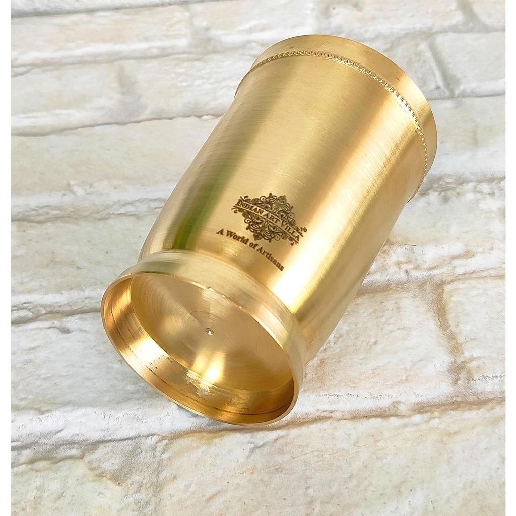 Pure Brass Matt Finish Glass/Tumbler with Brass Bottom, for Drinking Serving Water, Yoga & Ayurveda, Volume-270 ML, Set of 6