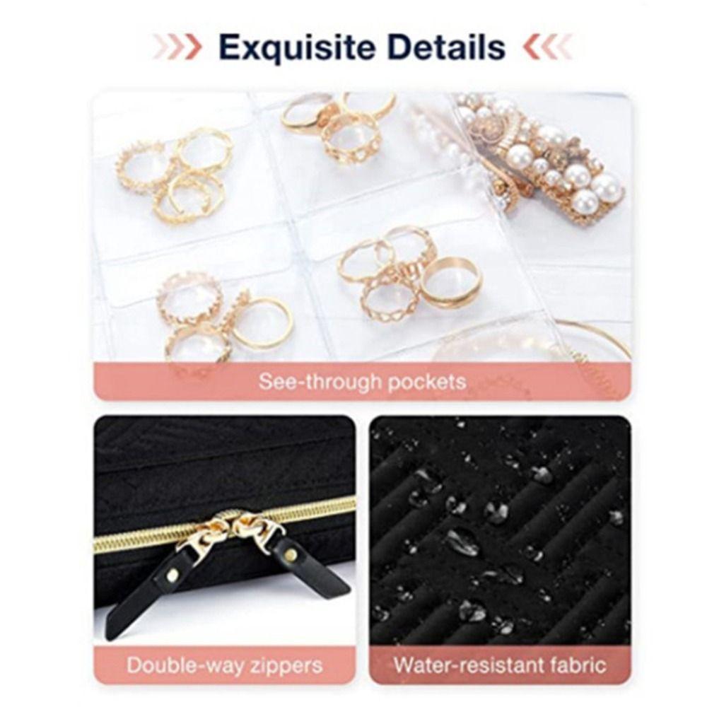 Portable Jewelry Storage Booklet Ring Binder Necklaces Pouch Bag Modern Mini Travel Ring Box  Women