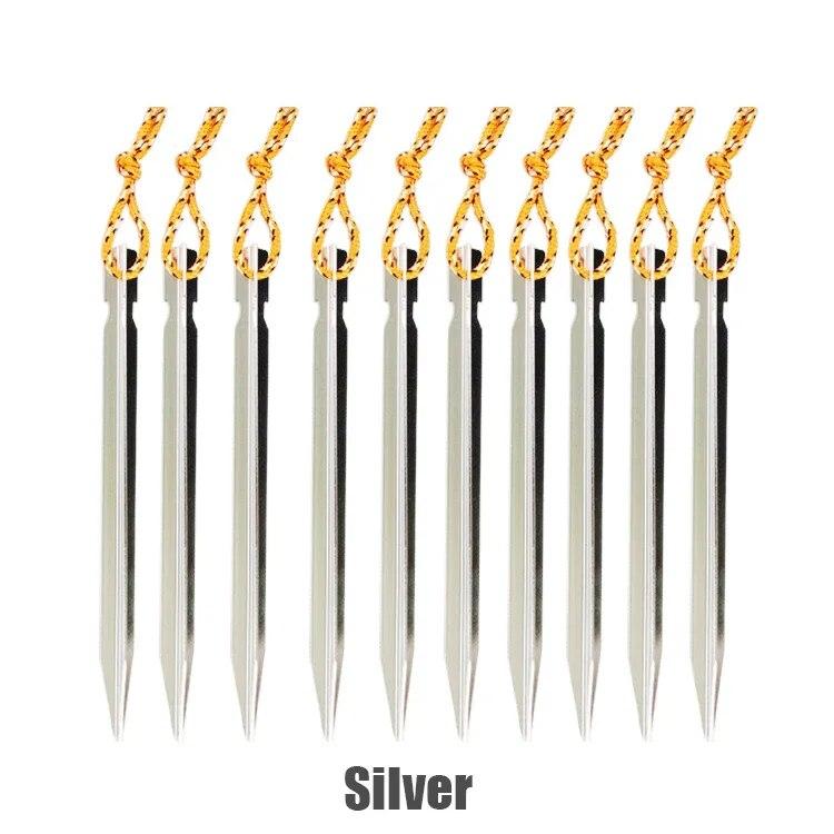 10Pcs/lot 18cm Aluminum oy Tent Takes Pegs Heavy Duty Travel Outdoor Camping Accessories Tarp Ultralight Nails Ground Peg