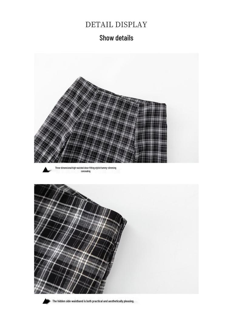 Xin Ge Plaid High Waist Fishtail A-line Skirt – Korean Style Long, Irregular Cut