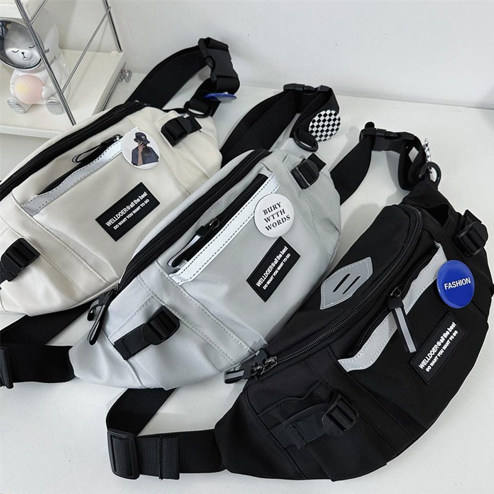 Korean Style Unisex Fashion Chest Bag Crossbody Waist Bag Messenger Bag Sportswear Shoulder Bag Casual Outdoor Bags Lovers Gift for Men and Women
