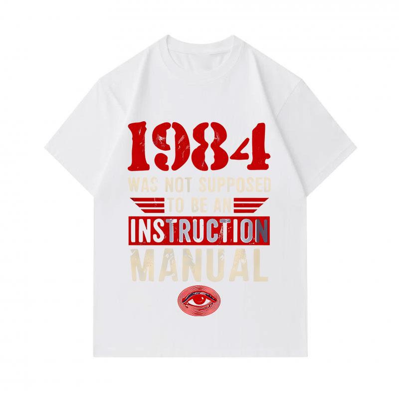 Men's 100% Cotton Crew Neck Short Sleeve T-Shirt, 1984 Not An Instruction Manual Novel Graphic Casual Comfortable Tee for Daily Wear
