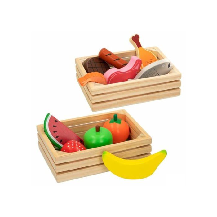 Ensemble de nourriture jouet en bois - WOOMAX - 12 pièces - 4 unités - Rouge - Jaune - 17x4,5x12,5 cm - Jeu de rôle