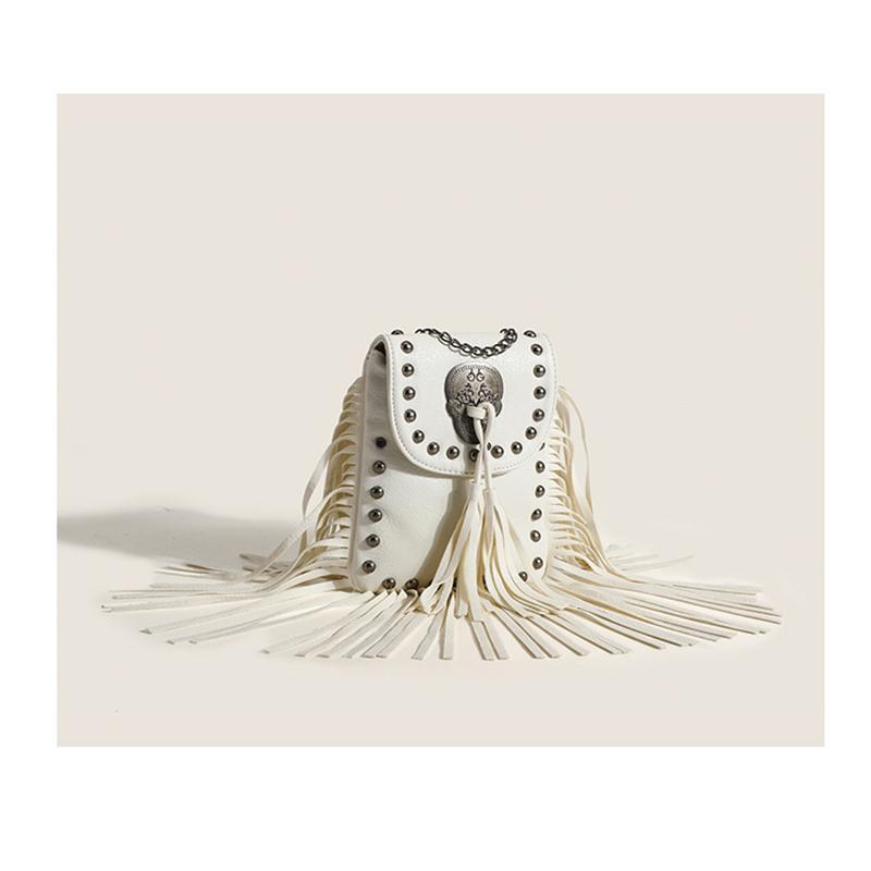 Punk Schulter Tasche Quaste Vernietet Leder Schulter Tasche Für Frauen Europa Und Amerika Brieftasche Reise