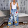Jeans larghi casual stampati da donna