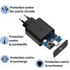 45W Fast Wall Charger - PHONILLICO - USB-C - Compatible Galaxy TAB S10/S9 - Black - Fast Charging