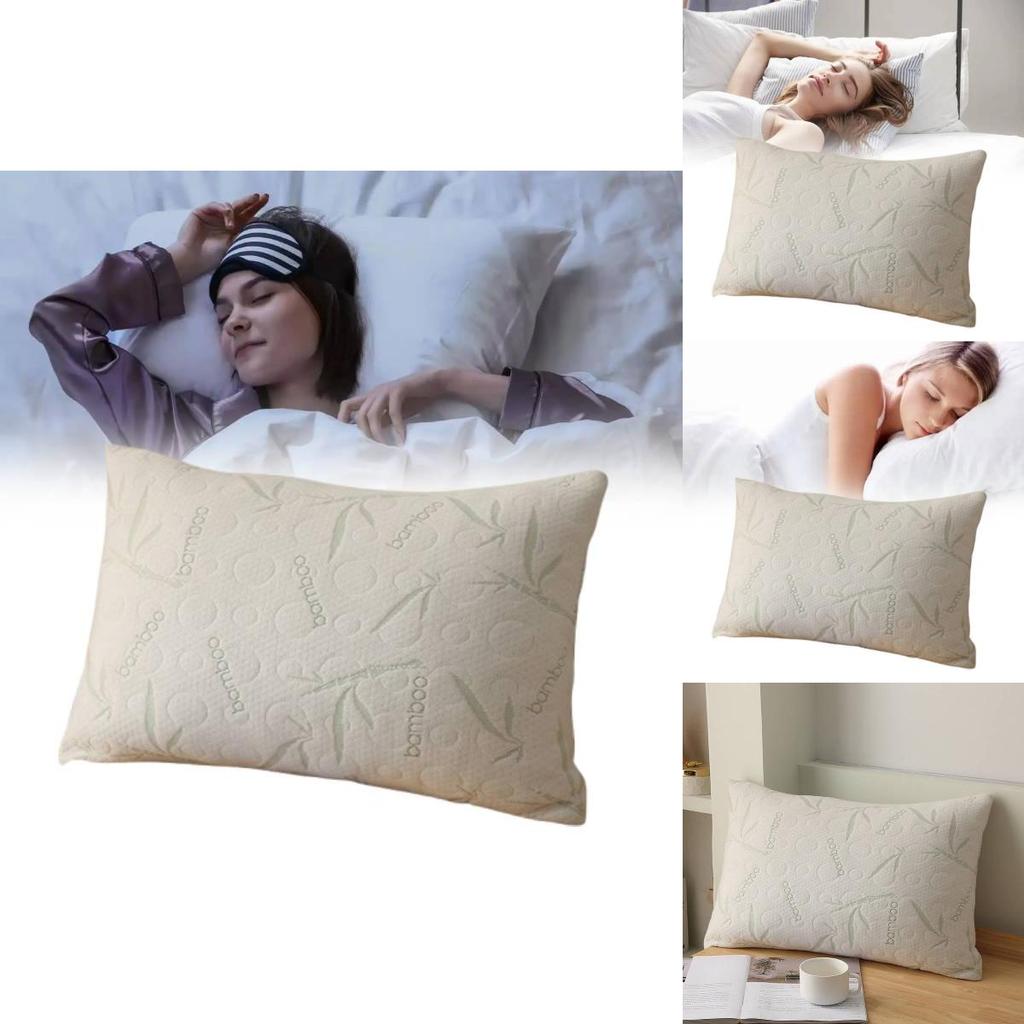 Memory Foam Luxury Pillow With Cool Silk Knit Cover For Adult Sleep Comfort