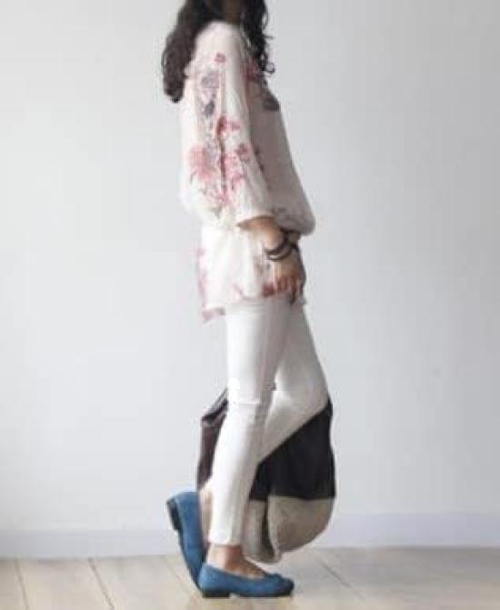 Pretty floral pattern sleeve pullover cute and stylish band pocketed summer fashion pink [aspersio] 3/4 tunic, mature, top, women's shirt, long,