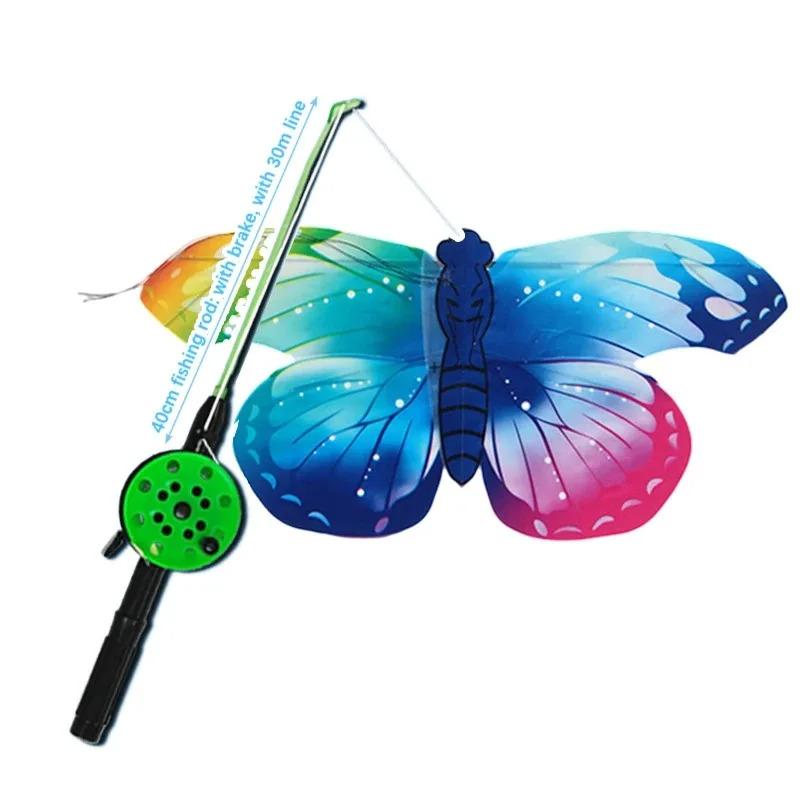 1Set Cartoon Butterfly & Eagle Kite For Kids - 164Ft/50M String With Handle - Summer Outdoor Flying Kite Toy For Children