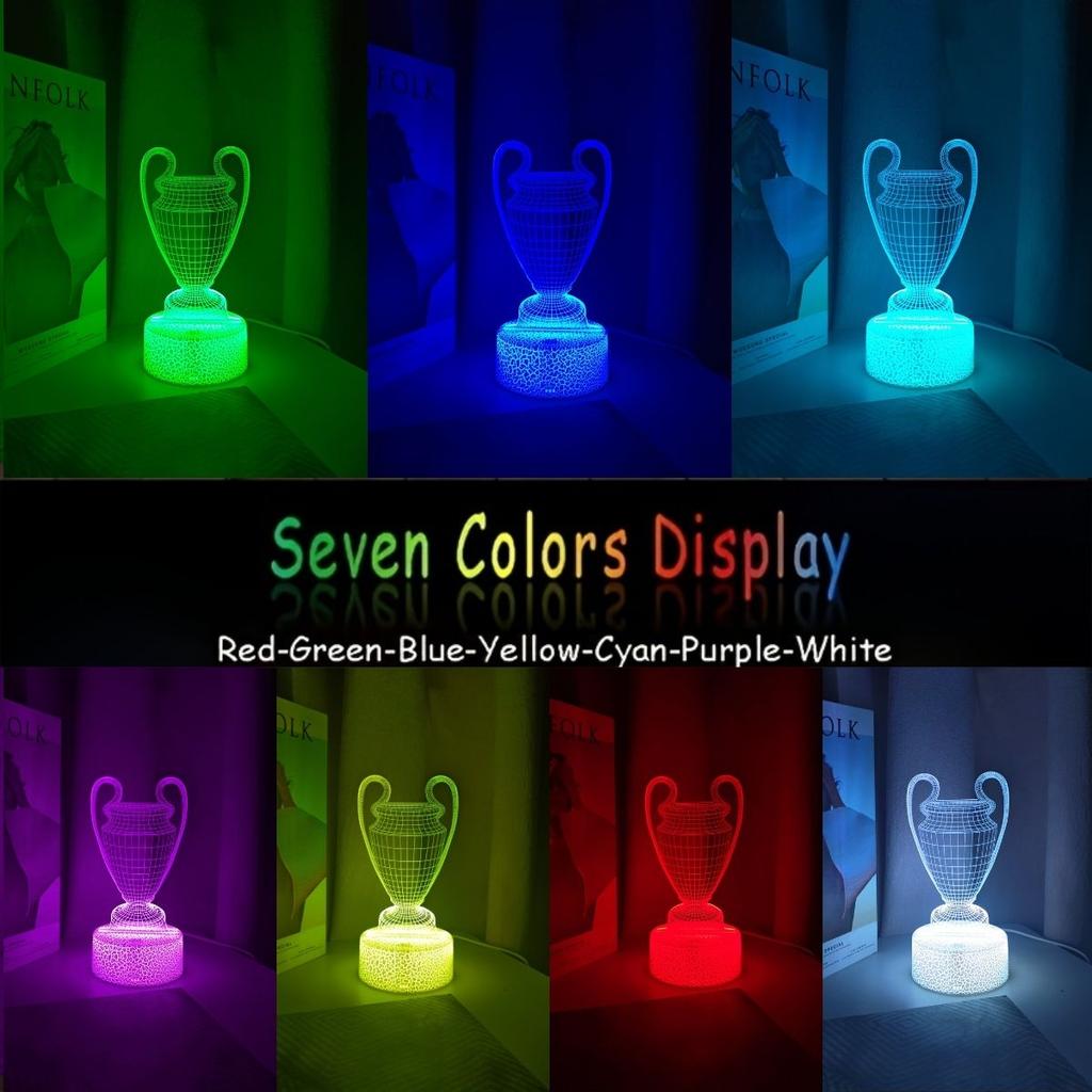 Creative trophy 3D night light, USB touch 7-color gradient ambient light, bedroom desktop decoration light, gift light