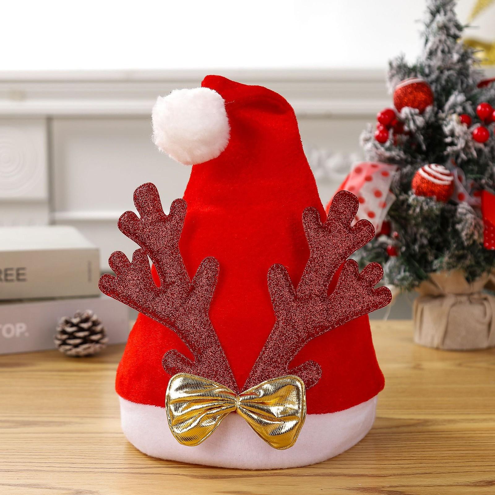 

Однослойная яркая бархатная рождественская шапка с золотым тиснением в виде снежинок, звезд и луны One Size