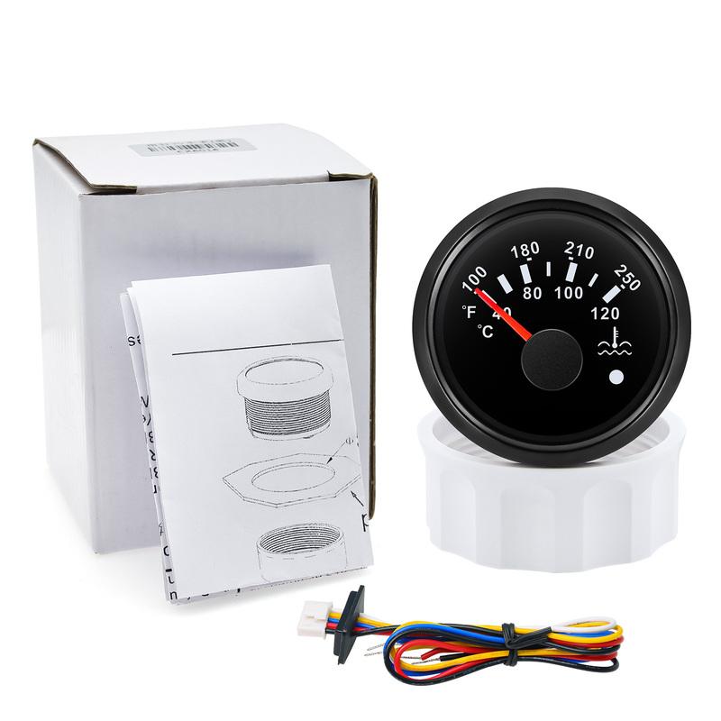 40~120℃,100~250℉ 52mm Water Temp Gauge+Sensor 1/8NPT 7 Color LED Water Temperature Meter Alarm Auto Car Marine Boat Motor 12V24V