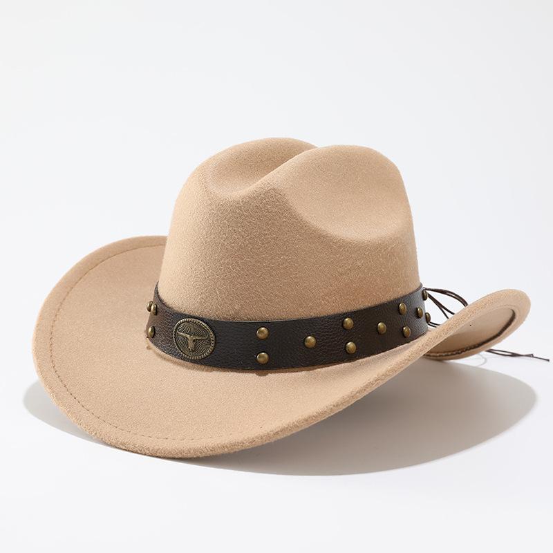 Hot-selling retro bull's head big-brimmed top hat European and American suede western cowboy hat men's and women's temperament jazz hat