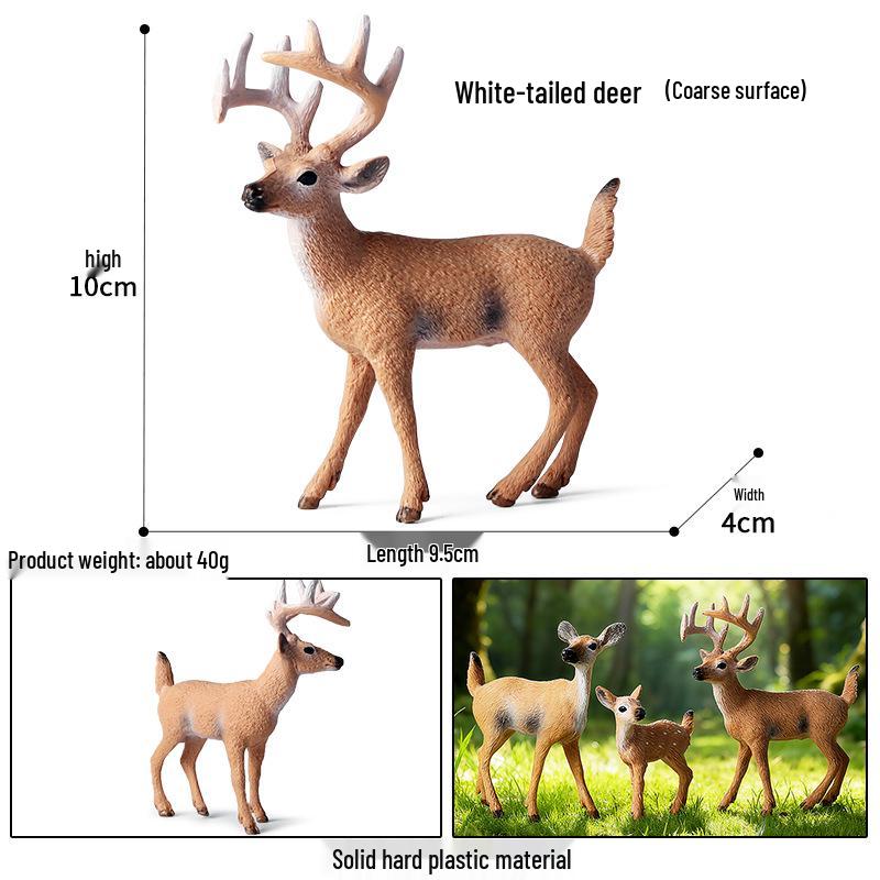 Realistic Animal Models: White Fox, White-tailed Deer, Arctic Fox Children's Gift Toys
