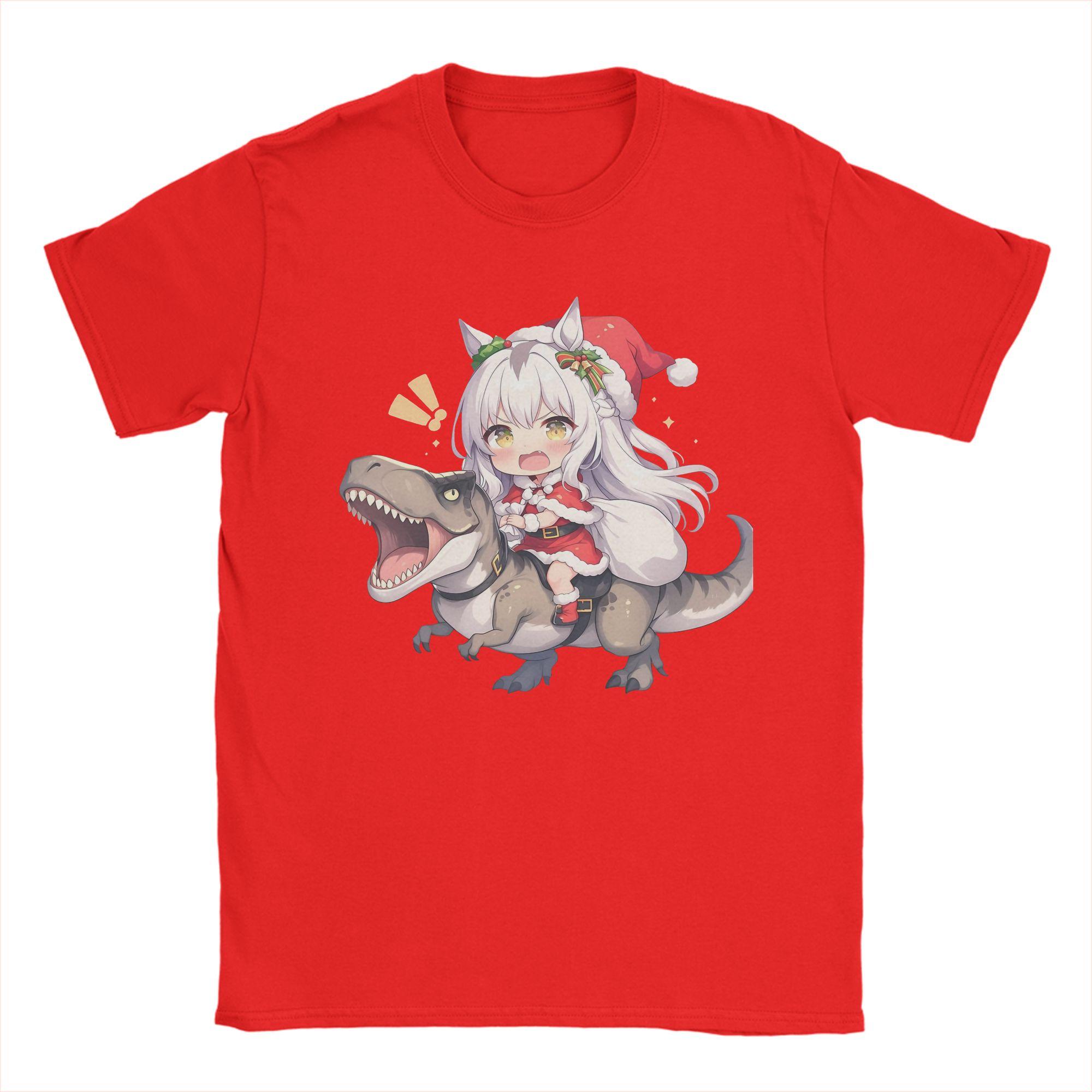 Men s T-Shirt Biwa Hayahide Christmas Pure Cotton Tees Short Sleeve Uma Musume Pretty Derby Anime T Shirt Crew Neck Clothing S