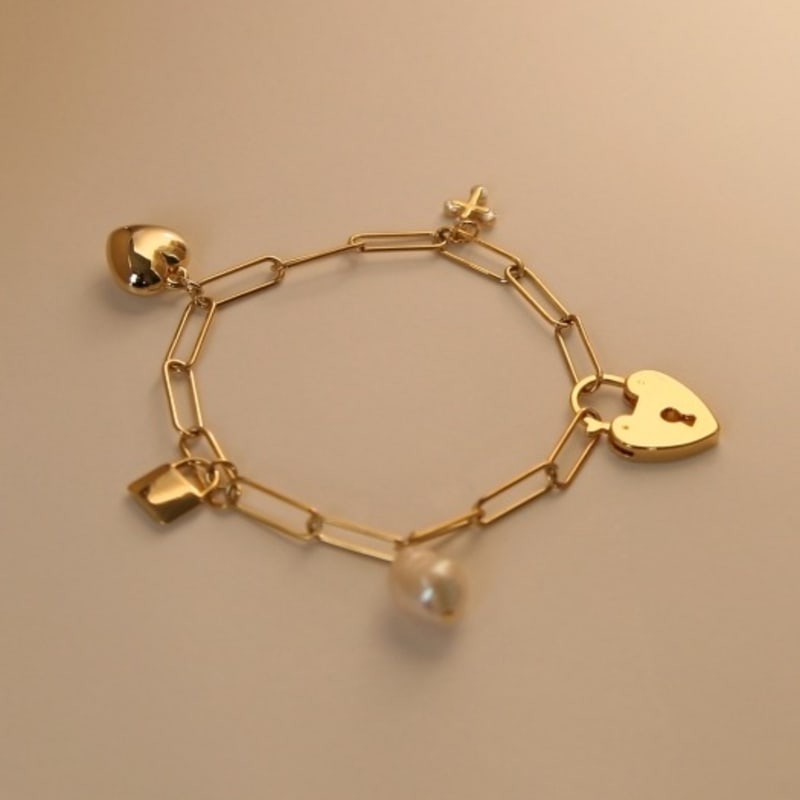 

FANTASTIC PLANET shining heart lock bracelet GOLD