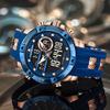 FOXBOX Top Luxury Quartz Wrist Watch For Men Business Steel Waterproof Sports Dual Display Military LED Digital Watches+Box