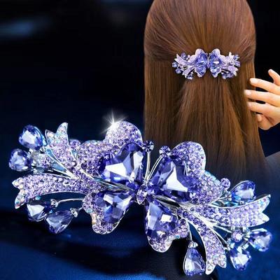 New Korean Colorful Crystal Butterfly Spring Hairpin Zircon Alloy Top Clip Horizontal Clip Elegant Women's Fashion Hair Jewelry