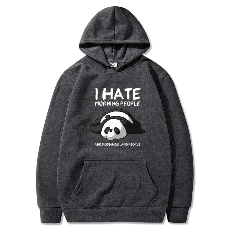 Lazy Panda I Hate Morning People Printed Hoodie Men's and Women's Casual Sports Shirt Harajuku Warm Top Autumn/Winter Hoodie