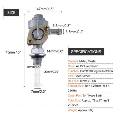 Fuel Switch Fuel Switch Valve Fuel Switch Petcock Oil Tap Gas Fuel Switch Valve Pump Petcock Oil Tap M10 X 1.25 Fuel Filters5
