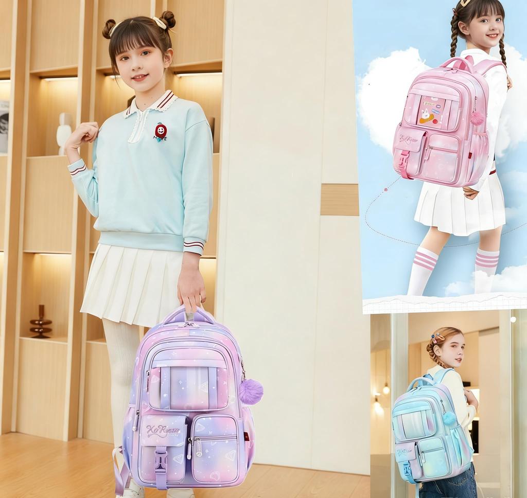 VIDOSCLA Backpack for Elementary School Star Popular for Large Capacity Girls, Kids, Students, Pattern, Children's Backpack, Travel, School, Stylish,