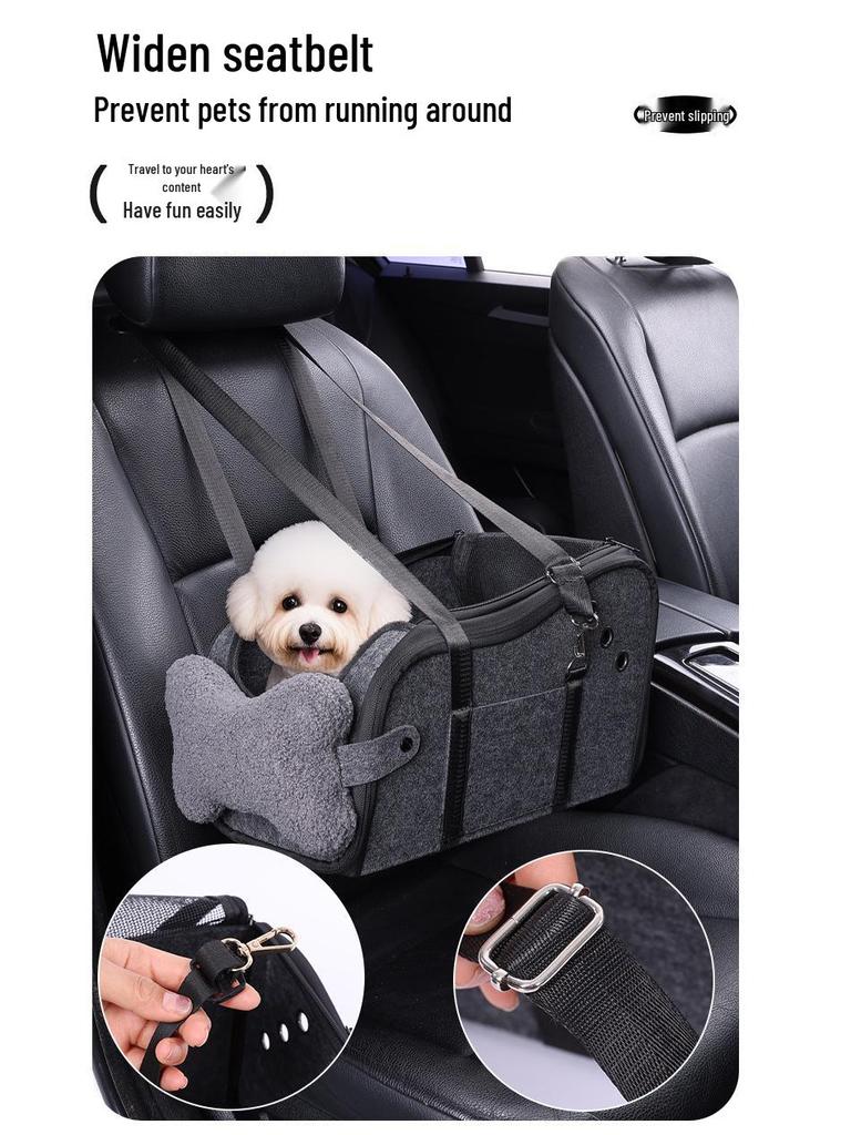 Car Dog Seat for Small Puppies - In-Car Center Console Pet Seat