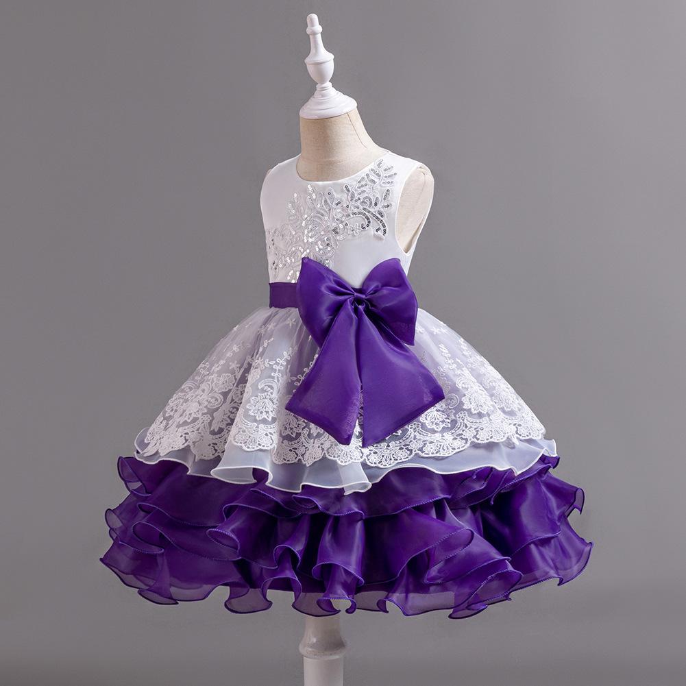 Girls' Dresses Skirts Bowknot Flower Girl Wedding Evening Dresses Birthday Party Puffy Dresses Programme Performance Dresses  Girl's Favourite Dress