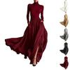 Vestidos Babydoll de Veludo de Manga Comprida e Decote Quadrado de Corte Solto para Mulheres